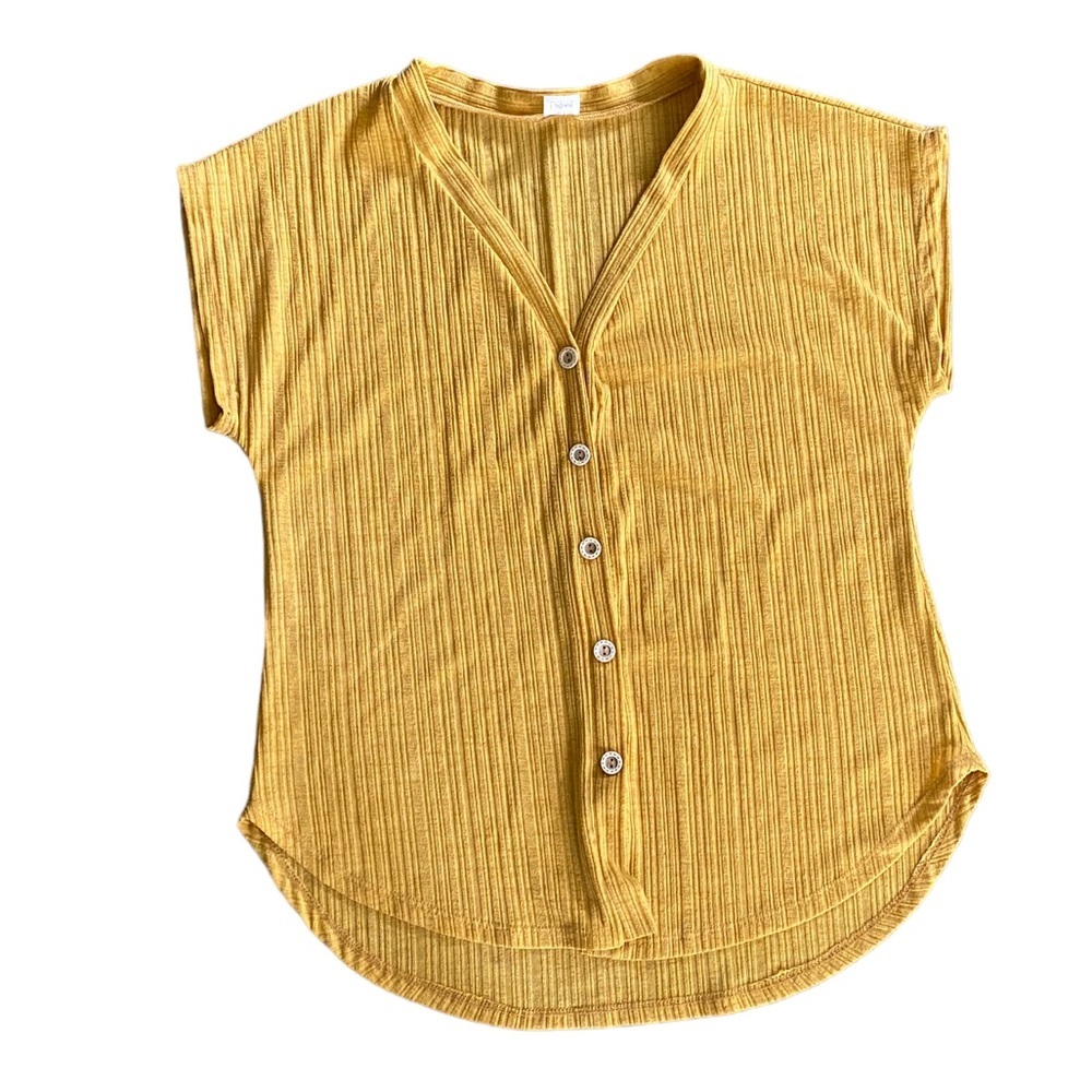 {I Joan} Sleeveless V-Neck Faux Button Down  Blouse
